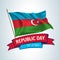 Azerbaijan republic day greeting card, banner, square vector illustration