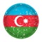 Azerbaijan - round metal scratched flag with holes