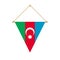 Azerbaijan triangle flag hanging, vector illustration