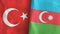 Azerbaijan and Turkey two flags textile cloth 3D rendering