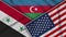 Azerbaijan United States of America Syria Flags Together Fabric Texture Illustration
