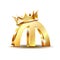 Azerbaijani manat currency symbol with golden crown, golden money sign