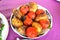 Azerbaijani skewers of potatoes and tomatoes