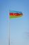 Azeri flag on the pole in wind