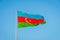 Azeri flag on the pole in wind