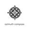 Azimuth compass icon. Trendy modern flat linear vector Azimuth c