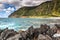 Azores coastline landscape in Faja Grande, Flores island. Portugal.