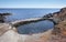 Azores coastline landscape with natural pool in Topo. Sao Jorge