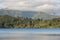 Azores landscape with Furnas lake and mountains in Sao Miguel. P