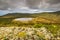 Azores landscape with lake in Flores island. Caldeira Rasa. Portugal. Horizontal