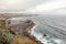 Azores seascape of city and ocean shore