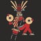 Aztec Ancient Hiphop Dj With Vinyl Abstract Art