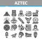 Aztec Civilization Collection Icons Set Vector