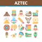 Aztec Civilization Collection Icons Set Vector