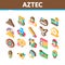 Aztec Civilization Isometric Icons Set Vector