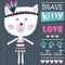 Aztec indian brave cat vector illustration