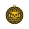 Aztec pirate gold coin icon, flat style