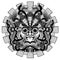 Aztec Sun Warrior Black and White Mask Vector illustration