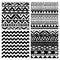 Aztec Tribal Seamless Black and White Pattern Set