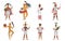 Aztec tribe people of ancient civilization set, man woman in traditional dress clothes