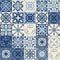 Azulejo blue spanish portuguese style ceramic tiles for wall decoration, vector illustration for design