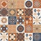 Azulejo brown beige contrast ceramic square tiles, s vector illustration for design