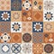 Azulejo brown beige contrast ceramic square tiles, spanish mediterranean style