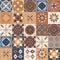 Azulejo brown beige contrast ceramic square tiles, spanish mediterranean style