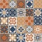 Azulejo brown beige contrast ceramic square tiles, spanish mediterranean style for design