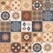 Azulejo brown ceramic square tiles, spanish mediterranean style vector illustration for design