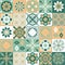 Azulejo green contrast tile, ceramics and interior design, decorative seamless pattern vector illustration