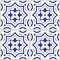 Azulejo - Portuguese tile design, seamless vector blue pattern, retro mosaics set