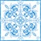 Azulejo tile pattern, Portuguese Spanish Italian traditional mosaic, Mediterranean elegance blue design illustration