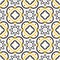 Azulejos black and white mediterranean seamless tile pattern.