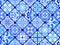 Azulejos - Portuguese tiles blue watercolor pattern. Variety tiles collection.