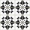 Azulejos tiles pattern - Portuguese floral design, seamless vector black and white background, vintage mosaics set