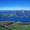 Azure blue Lake Thun. Sigriswiler Rothorn and Niederhorn.