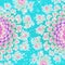 Azure blue and pink glowing two graphic flowers image