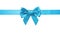 Azure blue ribbon bow horizontal border