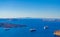 Azure Caldera seascape and cruise ships Santorini Greece