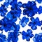 Azure Hibiscus Set. Blue Seamless Texture. Navy Flower Print. Indigo Watercolor Texture. Cobalt Pattern Textile. Azure Tropical Fo