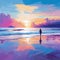 Azure Horizons: Vivid Sunset Beach Scene with Tranquility and Beauty