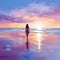 Azure Horizons: Vivid Sunset Beach Scene with Tranquility and Beauty
