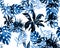 Azure Monstera Garden. Navy Banana Leaf Garden. Blue Seamless Wallpaper. Indigo Pattern Illustration. Cobalt Watercolor Leaf. Trop