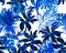 Azure Monstera Texture. Cobalt Banana Leaf Foliage. Navy Seamless Garden. Indigo Pattern Background. Blue Watercolor Textile. Trop