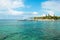 Azure ocean and palm trees on Hawaii