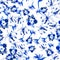 Azure Pattern Texture. Blue Seamless Foliage. White Tropical Textile. Indigo Flower Exotic. Cobalt Wallpaper Palm.