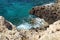 The azure sea near the island of Cyprus, the Mediterranean coast