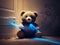 Azure Serenity: Blue Laser Teddy Bear Wall Art