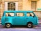 Azure vintage little van. History, travel, fashion, colours and Italian style